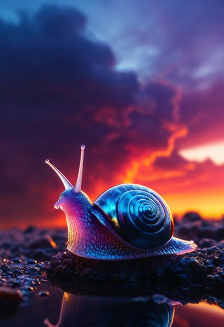 subsurface scattering, small Garald Betram Snail closeup, Neon Pink/Blue sss snail, Gary from SpongeBob infront of Sunset, , 
atmospheric haze, Film grain, cinematic film still, shallow depth of field, highly detailed, high budget, cinemascope, moody, epic, OverallDetail, 2000s vintage RAW photo, photorealistic, candid camera, color graded cinematic, atmospheric lighting, imperfections, natural, shallow dof
Abstract illustration, surreal fractured landscape, twilight sky with deep indigo to fiery orange gradient, towering geometric shapes resembling shattered glass and steel beams, inner light glowing within structures, dark polished surface reflecting light, ethereal swirling fog in muted purples and blues, vibrant golds and reds in the distance, bursts of light and shadow creating dynamic contrast, white beam of light piercing the sky symbolizing memory and hope, abstract expressionism and digital futurism hybrid, bold colors with intense reds, blacks, golds, and silver, light casting long stretched shadows, broad sweeping brushstroke textures enhanced with digital precision, mist swirling at the base of the scene, radiant sky evoking reflection and honor, powerful and dramatic atmosphere, emotional tribute to 9/11 without banality or figures.