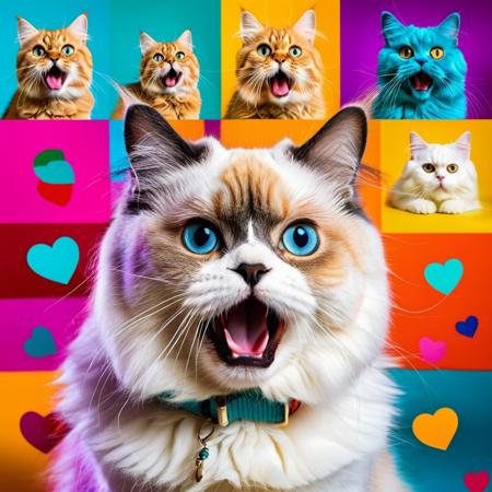 A meme featuring a Persian cat<lora:MJ52:0.5>, 8k