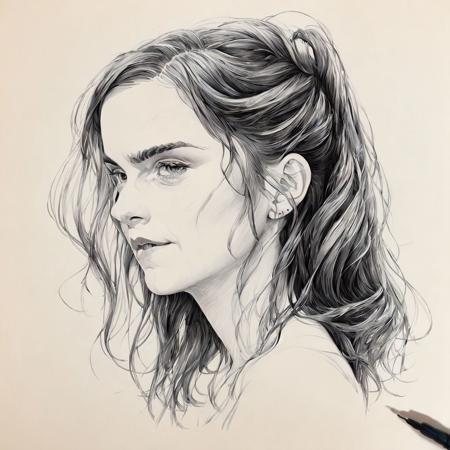 a portrait of emma watson
highres, hq, highly detailed,  line art, ink sketch 
 <lyco:kangmeng:1>