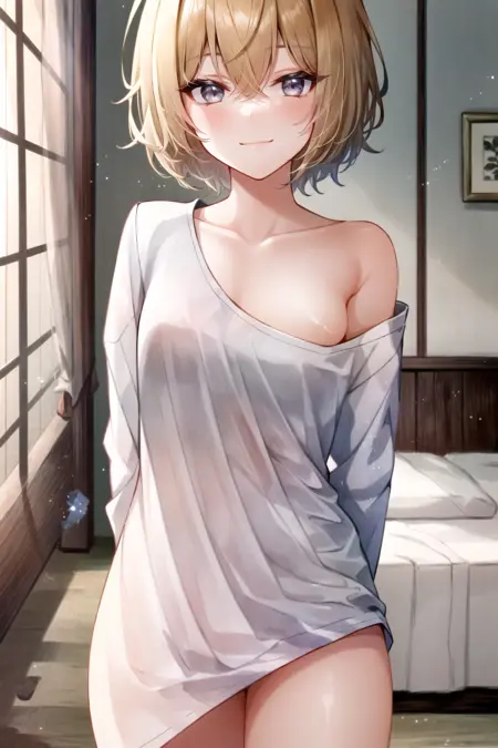 Single bare shoulder shirt