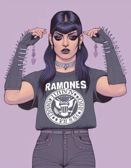 Wearing a Ramones T-Shirt