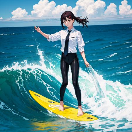 <lora:surfing-103-8:0.3> sfg103,  1girl, barefoot, water, ocean, surfing, surfboard, 