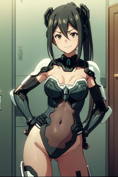 RyoukoKusakabe, ponytail RyoukoKusakabe, ponytail, headgear, mecha musume, bodysuit, mechanical wings RyoukoKusakabe, ponytail, military uniform, green pants RyoukoKusakabe, ponytail, black jacket, leather jacket, white shirt, black belt, jeans