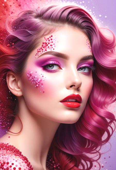 "Pointillism. Soft muted colors of red, raspberry pink, lavender and pale aerosol starch and alcohol inks., portrait photography, illustration, fashion, painting, photo"
"Hyperrealistic, splash art, concept art, mid shot, intricately detailed, color depth, dramatic, 2/3 face angle, side light, colorful background"