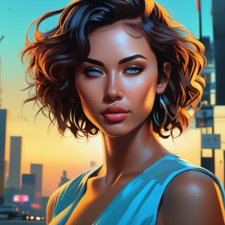 an image picture of a young young beautiful gorgeous woman, light blue and light amber, <lora:Neonify:1> | Neon Realism