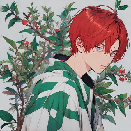 (1boy, man),upper body,red hair, close-up, (flat color:1),(simple background),angle,friends, (sanpaku:1.4) <lyco:sd2ly_line:0.3> (facing right:2)