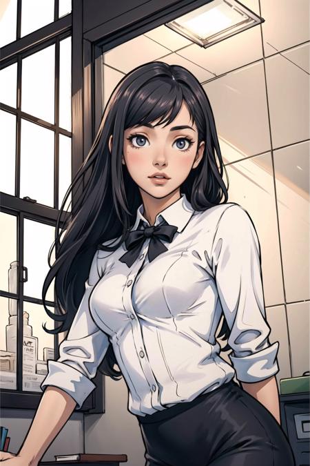 formal, businesswoman, (young youthful female:1.4), (small breasts), from below, office background, desks, windows, ((masterpiece:1.2)), ((best quality:1.2)), <lora:kuroimori_offset:0.25>, <lora:shexyoStyleLora_shexyolora:0.2>, <lora:yoshida_akihiko:0.2>, <lora:AsuraV1:0.3>, <lora:asanagi:0.25>, <lora:animeoutlineV4_16:0.4>,<lora:soejima_shigenori:0.2>, <lyco:GoodHands-beta2:1.0>