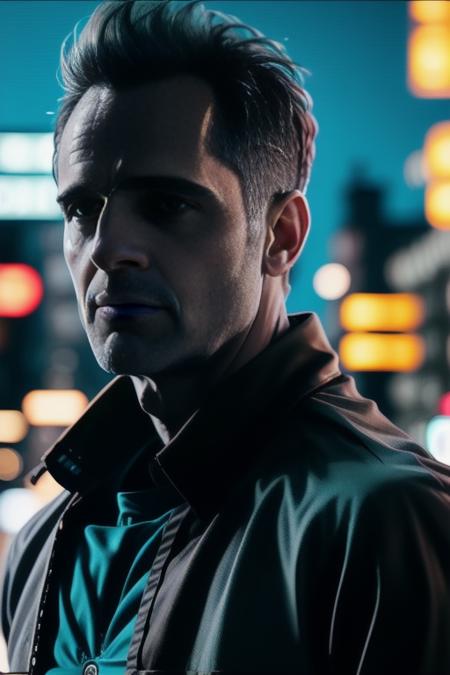 Highly detailed cinematic film still, medium level shot, of berlin00, wearing a (jacket:1.2), standing in a cyberpunk city at (night:1.2),neon lights, (traffic:1.1), (god rays:0.4), (highly detailed, hyperdetailed, intricate), (lens flare:0.4), (bloom:0.5), particle effects, cinematic lighting, (soft lighting:0.6), prominent projected shadows, deep depth of field, (film grain:0.5), photographed on a Leica SL (Typ 601) Mirrorless Digital Camera, 50mm wide angle lens, F2.8 aperture, deep focus, (RAW), cinematic film still from Gravity 2013  <lora:berlin00:1>