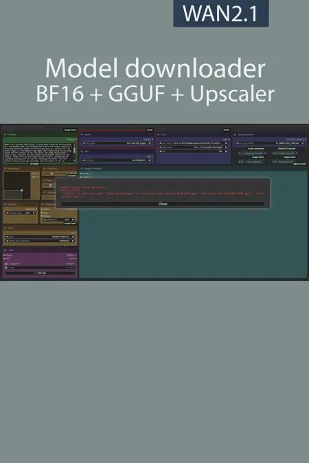 ComfyUI model file downloader WAN2.1 | GGUF | UPSCALE