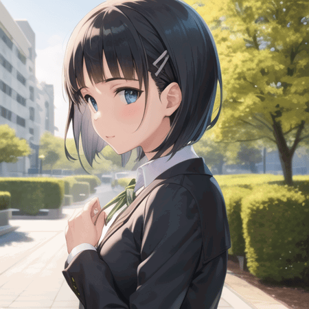 <lora:suguha-05:0.8>, zodiac_suguha, 1girl, solo, school uniform, short hair