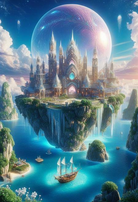 score_9, score_8_up, score_7_up,
* masterpiece, best quality, 8K, anime, **young male adventurer**, vast pearl-crystal sky-island, **floating structures**, whimsical, fantasy landscape, vibrant, wide shot.
pearlum,
aidmaimageupgrader,aidmamj6.1,