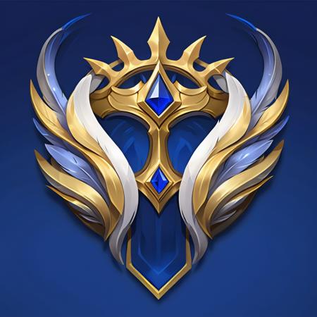 masterpiece, rank game icon,8k, <lora:rankgameicon_Hap_XL:1.6>, Luxury fashion brand wordmark logo design, "Regal Funke", 'R' as regal crown, 'F' as feather spray, colors royal blue, gold, white background, deep rich palette, brand's regality, luxury embodied by crown, playfulness, fun conveyed by feathers, styles like Greg Rutkowski, Loish, Rhads, Beeple, Makoto Shinkai, Lois van Baarle, Ilyï¼