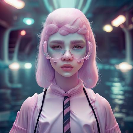 (A  Raft), cgsociety contest winner, alessio albi, cyberpunk art,rz-purepastel-21,  a close up of a person wearing glasses, girl under lantern, fantasy art