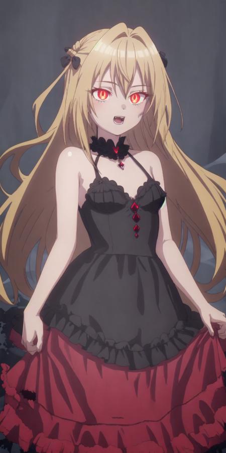 terakomari gandesblood blond hair small breasts red eyes/vampire eyes