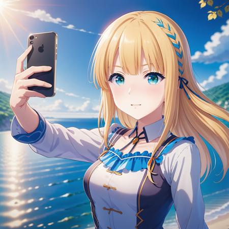 <lora:icre2-000006:0.7>,ichinoserei2, 1girl, solo,selfie, looking at the sea, dramatic, anime style, key visual, vibrant, studio anime, highly detailed