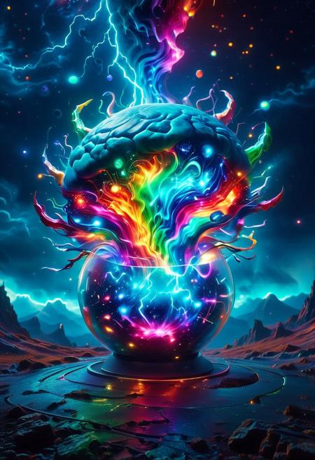 The RGB Kingdom, Masterpiece, best quality, amazing quality, absurd, latest, volumetric lighting, UHD, SFW, vibrant colors, neon, vivid colors, cosmic horror  with swirling colors,  stunning visuals, exquisite detail, digital art, humorous, realistic, highly detail, beautiful, surreal, dramatic, galaxy fantasy colors, glowneon, glowing, sparks, lightning