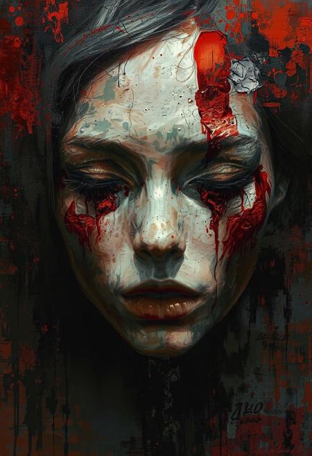 Beautiful face full of regret and despair by Yossi Kotler.