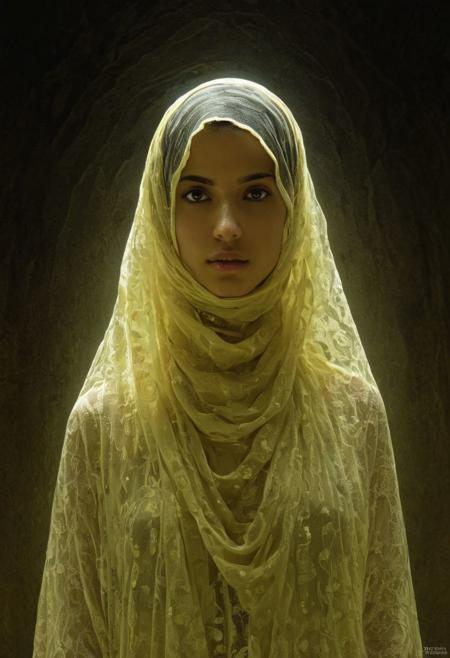 Persian Girl.(art by Pascal Blanche  and Gaspar de Crayer:1.2), ethereal translucent appearance, faint ghostly glow,human face,ghost like characteristics, partially visible, transparent form, unfinished journey to the afterlife, haunting, caught between the physical and spiritual realms,
aesthetic of romanticism with poison atmosphere,
novel flawless magnum with proficient details,
(naples yellow and chocolate colors:0.1),  (center composition, symmetry and balance:0.1),
<lora:xl_more_art-full_v1:0.5> <lora:MJ52:0.3>