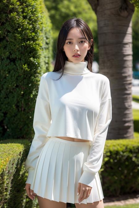 1girl,white_shirt,turtleneck,pleated skirt,best quality,masterpiece,illustration,an extremely delicate and beautiful,CG,unity,8k wallpaper,Amazing,finely detail,masterpiece,official art,extremely detailed CG unity 8k wallpaper,incredibly absurdres,huge filesize,ultra-detailed,highres,extremely detailed,beautiful detailed girl,realistic,full frontal,outdoors,<lora:Riko Ohtsuki:0.8>,