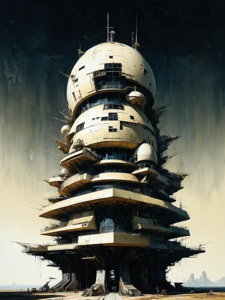 hyper realistic photograph of  a (complex architectural science fiction structure:1.4) by Bob Eggleton and Yoji Shinkawa, (glossy, ivory , masterful:1.4), medium full shot, poster art, bold lines, hyper detailed, expressive,  award winning,  dark limited color palette, high contrast, (((no background))), (((simple background))), (intricate details, masterpiece, best quality:1.4), looking at viewer, dynamic pose, wide angle view, <lora:looking_at_viewer:2> <lora:NicolaSamori:0.5> in the style of nicola samori, <lora:add-detail-xl:1> <lora:xl_more_art-full_v1:.50>