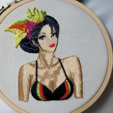 sexy girl in bikini,  embroidery by embarg