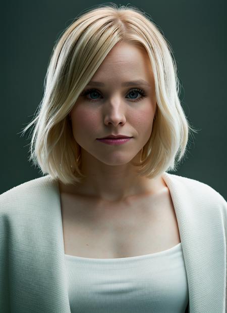 portrait of Kristen Bell, proud , wearing luxury fashion , with white Layered haircut, background prison, epic (photo, studio lighting, hard light, sony a7, 50 mm, matte skin, pores, colors, hyperdetailed, hyperrealistic), <lyco:Kristen Bell:1.2>