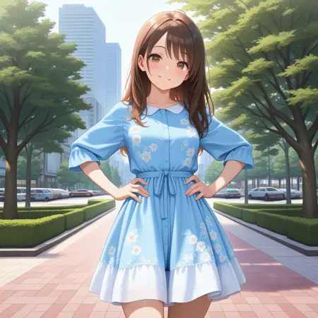 Hands on own hips, standing