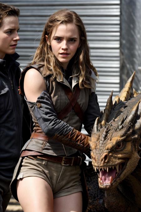 closeup photo of ewt, (holding a big dragon:1.15)  <lora:EmmaWatson2017LoRaDogu:1>