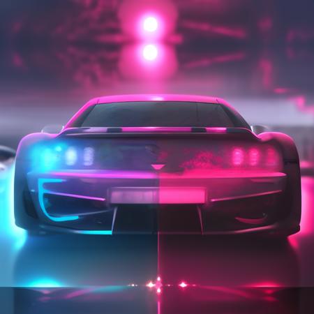 a photo of a futuristic car with red and blue lights on it's side and a black car with red lights on its side, art by carstestv3