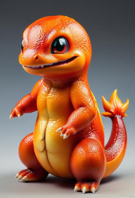 Charmander Pokemon blood orange style, fiery, detailed, high quality, vibrant colors
