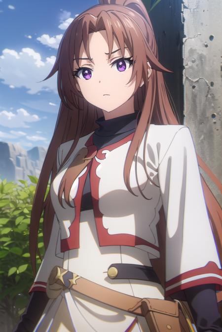 apprenticecleric, <lora:apprenticecleric-lora-nochekaiser:1>, 
apprentice cleric, long hair, brown hair, (purple eyes:1.1), ponytail, parted bangs,
BREAK dress, belt, long sleeves,
BREAK outdoors, forest, grass, nature, sky, cloud, sun,
BREAK looking at viewer, (cowboy shot:1.5),
BREAK <lyco:GoodHands-beta2:1>, (masterpiece:1.2), best quality, high resolution, unity 8k wallpaper, (illustration:0.8), (beautiful detailed eyes:1.6), extremely detailed face, perfect lighting, extremely detailed CG, (perfect hands, perfect anatomy),