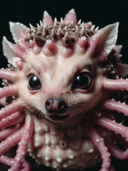 mid shot portrait photo of a hedgehog Tentacruel hybrid, cinematic halloween LUT