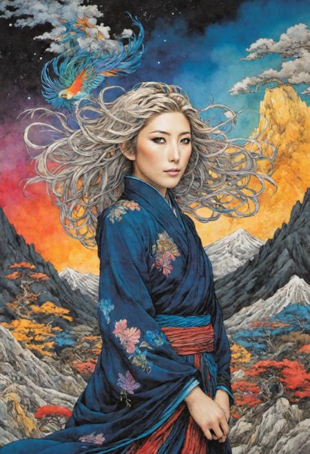 dichen_lachman, in a final fantasy landscape, colorful, black background, vibrant colors, high contrast, many thin pencil strokes contour, watercolor, flat, paint strokes, colorful patterns, intricate detailed, art by Yoshitaka Amano, art by Takato Yamamoto,
<lora:dichen_lachman_prodigy_experimental:0.9>