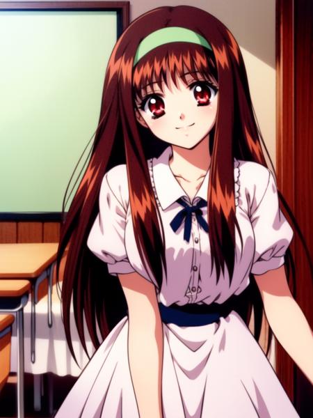 YuukiMizuho, long hair, hairband, red eyes, brown hair, 