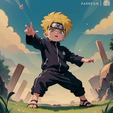 full body, chibi, 1boy, sunny, detailed background, <lora:Naruto:0.7> uzumaki naruto,blonde hair,
 <lora:BluetheboneArtist-13:1.1> , bluetheboneaistyle, flat colors,1990s \(style\),