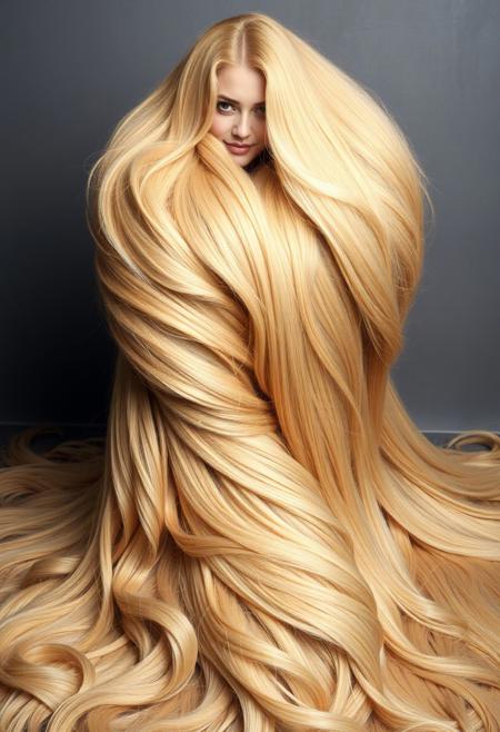 buried in a mound of luxuriant incredible thick abundant voluminous lush sensuous extremely long pale golden blonde hair wrapped around the body. extremely long hair, 100-feet of hair, super long hair, real rapunzel, rapunzel, rapunzel long hair, hair fetish, hair job, Dreamgirl, Goddess, gorgeous, amazing hair, longest hair, perfect hair, longest hair ever, hairstyles, hairstyling, hair, Debra Jo hair, extreme hair, extreme long hair, extremely long hair, Debra Jo, extreme longest hair, voluminous hair, thick and luxurious hair which is hangs to the floor and covers it. Her expression radiates confidence as she shows off her thick, luscious locks. super thick soft luxurious long lush sleek heavy voluminous cascading pendulous ultra silky pendulous shampoo commercial hair dragging the ground, around her on floor, hair piles behind her on floor