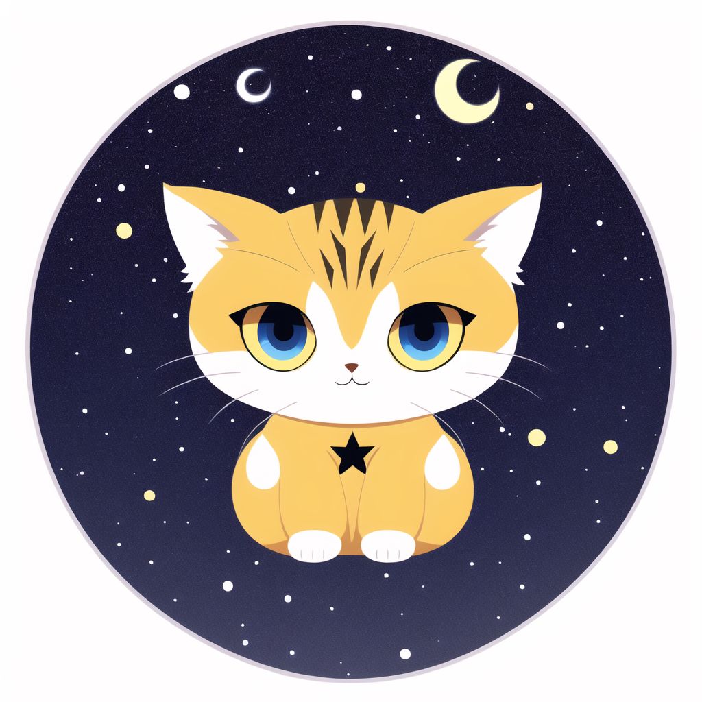 portrait of cute furry cat anthro, flat shaded, (flat color:1.2), high contrast, outline, clean, vector, cute clip art, ca...