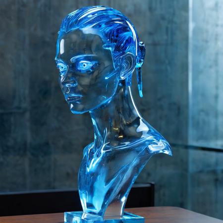 score_9, score_8_up, score_7_up, score_6_up,3d,  <lora:sdxl_glass:1>,  ((glasssculpture)), ((Glass (android:woman:0.7))), blue fog, glass hair, (see-through:1.5), blue , glowing blue, etheral eyes, pretty, in a cyberpunk office,