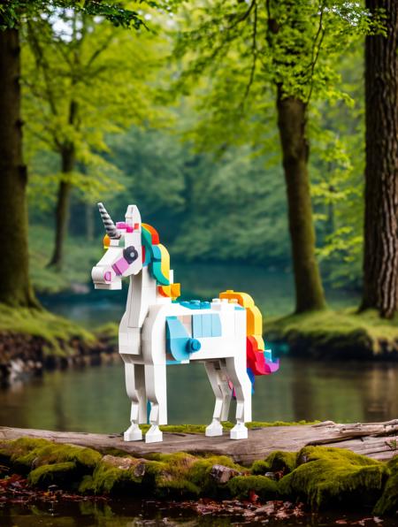 RAW photo,  <lora:lego_v2.0.768-000035:0.8>
LEGO Creator, a colored unicorn in woods by a river, foggy, in the morning, (high detailed skin:1.2), 8k uhd, dslr, soft lighting, high quality, film grain, Fujifilm XT3