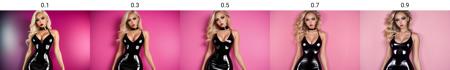 Jordyn, medium shot, professional photoshoot, standing, latex catsuit, skintight dress, black latex dress, short dress,  round breasts, deep cleavage, plunging neckline, beautiful lips, thick lips, pink lipstick, detailed eyes, beautiful eyes, colorful eyeliner, colorful eyeshadow, <lora:Jordyn:0.1>