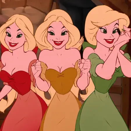 Bimbettes/Triplets (Illustrious) - Beauty and the Beast