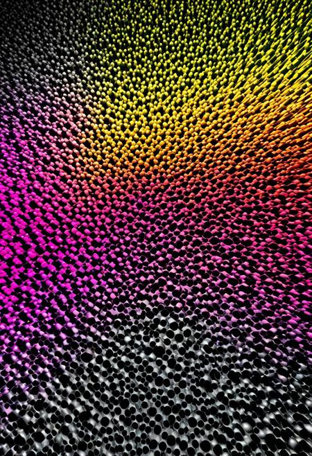 (best quality), (UHQ, high resolution),create 3d rendering abstract image, pink, yellow, silver and black colors prevaile,various dynamic catatonic elements
