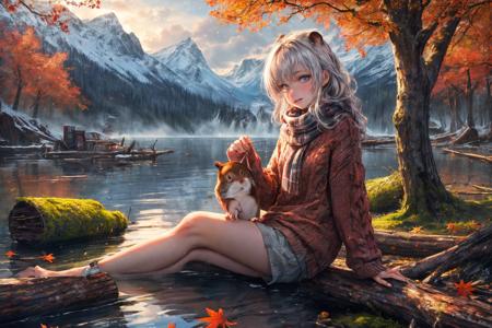(RAW photo, 8k uhd, Analog style, Masterpiece, Best Quality, Highres:1.3), (dramatic, cinematic:1.2), BREAK,
movie shot of realistic (1beaver:1.35) wearing (sweater:1.4) (sitting:1.2) on (island on lake:1.2), (beaver tail, (paws:1.05):1.15), (holding stick:1.1), (river, detailed autumn mapple pine forest:1.2), (fabulous small house, beaver village:1.2), (mountains:1.1), (falling leaves:1.2), (wooden (logs:1.15), (moss:1.1):1.2), (morning, fluffy cloud:1.25), (godrays, light particles, colorful:1.3), looking at viewer, (frontal:1.2), BREAK,
(photorealistic, no humans:1.3), (quadruped:1.35), (wearing plaid sweater:1.35), ((scarf:1.1), cute (eyes:1.15), full body:1.1), (wildlife photo, photo by discovery channel:1.2), (fantasy fabulous dream world, shiny:1.3), (soothing calm mood:1.2), (scandinavian northern nature, outdoors, steam, waterfall, cliff, (aurora:1.05):1.1), snow, brown, (rodent teeth:1.1), BREAK,
<lora:more_details:0.8>,
<lora:zoom_slider_v1:3.8>,