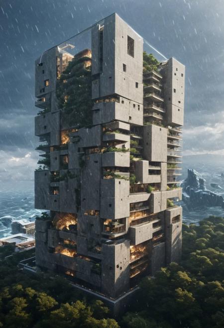 Tower of Babel:1.4, aerial view of an incredibly tall, enchanted renaissance tower made of white to grey limestone, surrounded by ominous woods, rock cliffs, dark fantasy, sunset, architecture, masterpiece, high detail, crisp focus, depth-of-field, (intricate details, masterpiece, best quality:1.3),  (avant-garde, future, reality, science fiction, photorealistic), (modern architecture:1.2), (Philip Johnson:1.2), (Ludwig Mies van der Rohe:1.3), (On the Frozen ocean coast, floating icebergs, half inside the glacier:1.1), (Large Files, Ultra Realistic, 8K, 16k, FHD, HD, VFX, Perfect, Photography, composition, Architecture Sales Photography, Architecture Competition, Ultra High Resolution, Cinematography, High Resolution Image:1.1), (dramatic lighting, direct sunlight, ray tracing, clear shadow:1.1), (magnificent , Abstract Expressionism but extremely beautiful:1.2), [:traffic|windows|railing|stair|balcony|terrace|crowd|Sidewalk|vehicle|trees|equipment| detailed signal_details:0.7], [:marble|granite|lbrick|tile|metal|concrete|glass|foliage_material texture:0.7], (real landscape:1.1), (blurred background:1.0), [buildings|BREAK|trees|BREAK|Crowd|buildings|BREAK|trees|BREAK|Crowd|buildings|BREAK|trees|BREAK|Crowd:0.7], (background, more_details:0.3)
great lighting, extrusionbuilding, clear, vertical, void