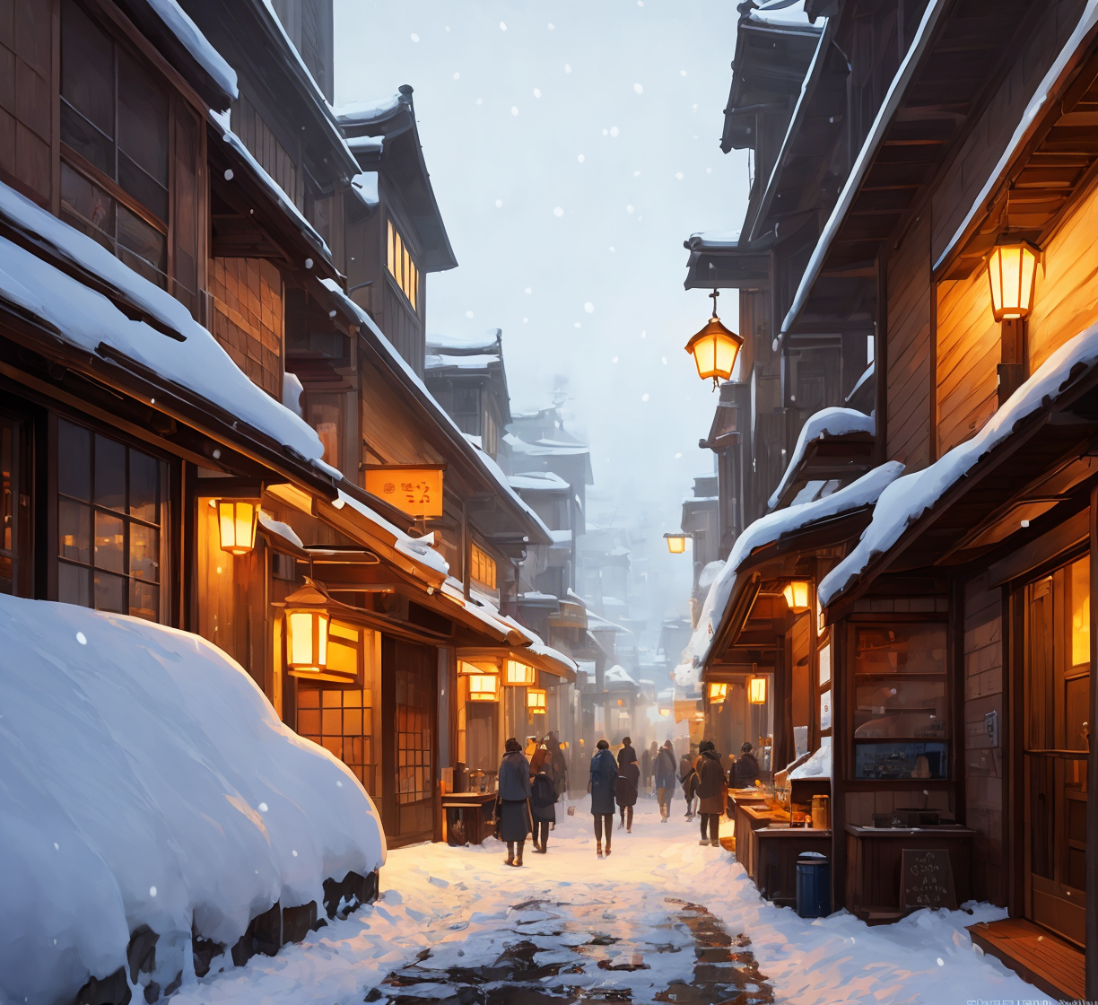 (extremely detailed CG unity 8k wallpaper), full shot photo of the most beautiful artwork of a japanese ramen shop, snow f...