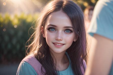 Modern suburb, outdoors, (very Cheerful children), (RAW photo, photography, photorealism), style of Brandon Woelfel, style of Jovana Rikalo, (direct eye contact with viewer), 8k UHD, DSLR, (HDR), [pink|mauve|light blue|lavender], Sunlight, natural lighting, outdoor light, 58mm, f/1.4G lens, f/8, iso 100, Neighborhood setting, [non-Euclidian geometry]