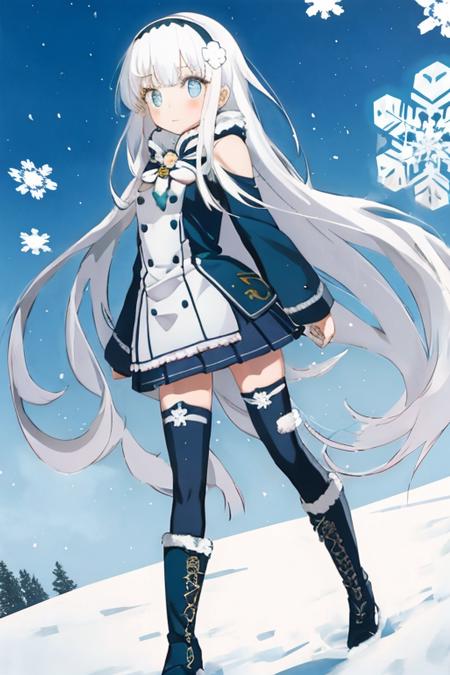 <lora:EiraV1-000080:1>, Eira, 1girl, long_hair, full_body, ,thighhighs, boots,  hairband, hair_ornament,