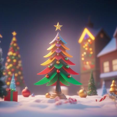 (Board game:1.2),octane render, a festive a lively christmas tree with splending decorations and beautiful color lighting, against a winter wonderland background of colorful banners and colors,festive, deep rich colors, soft warm lighting, festive, joyful, 8k, highly detailed,