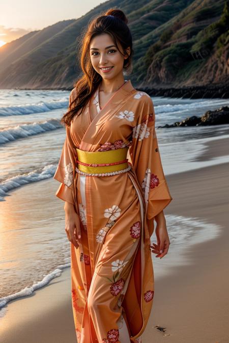 1 woman, beautiful, cute standing at Indian beach, sunrise, close photo
<lora:DETAIL_SLIDER_BY_STABLE_YOGI:0.5>
<lora:Kimono Dress by Stable Yogi:0.8> orange kimono dress