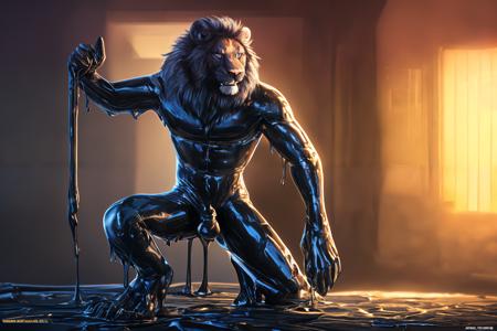 explicit, anthro, furry, mane, 4k, balls, lion, feline, male,( liquid_latex, goo_transformation, rubber:1.2), solo, bedroom_eyes, detailed_mouth, eyelashes, massive_paws, big_paws, sheath, realistic_hand, whiskers, mane, detailed_eyes, thighs_up, detailed_fur, good_anatomy, high_quality, detailed_face, oval_pupils